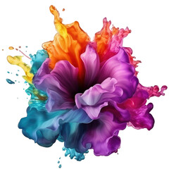 Obraz premium Rainbow colorful paint splash splatter illustration on transparent background