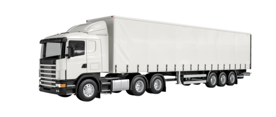 long white truck isolated on white background.