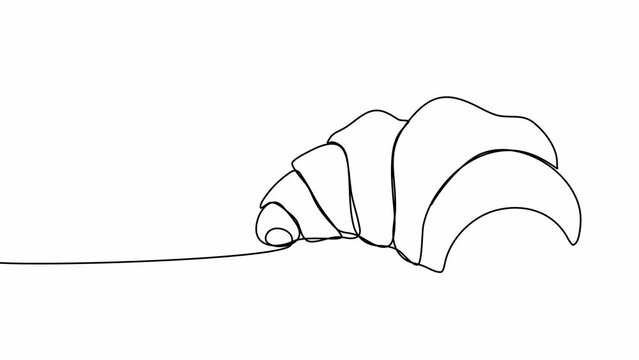 Croissant, one line drawing animation. Video clip with alpha channel.