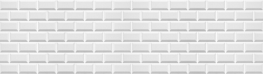 White light brick subway tiles wall texture wide background banner panorama seamless pattern