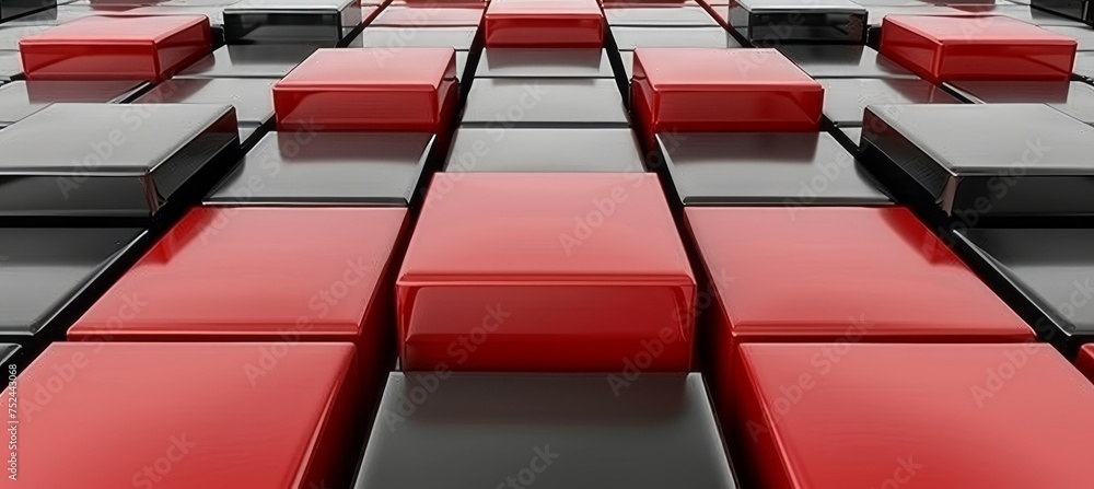 Poster dynamic 3d abstract business background featuring vibrant red and bold black color scheme