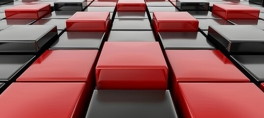 Dynamic 3d abstract business background featuring vibrant red and bold black color scheme