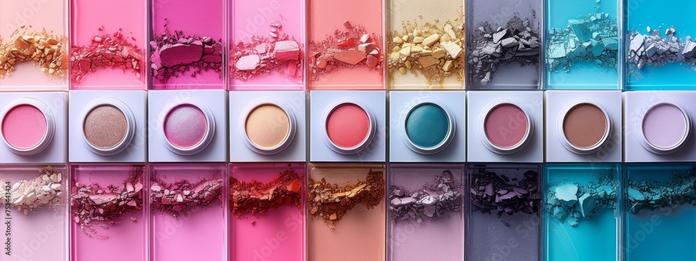 Poster array of multicolored eyeshades in different shades