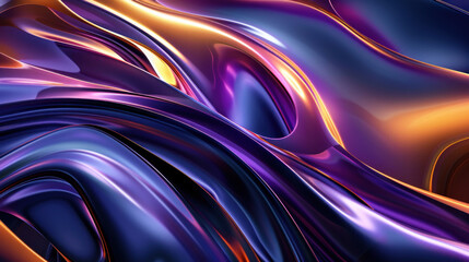 Abstract 3D dark purple shiny background with waves modern and elegant with curve effect