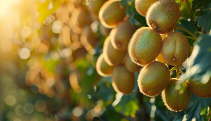 Recreation of kiwi fruits in a kiwi tree