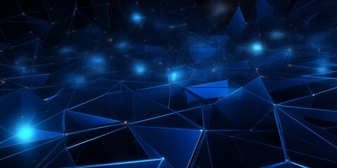 Futuristic technology background with glowing lines and particles, blue technology background with a connected blue network, AI generated illustration of An abstract composition of interconnected blue