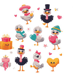 set of birds sticker