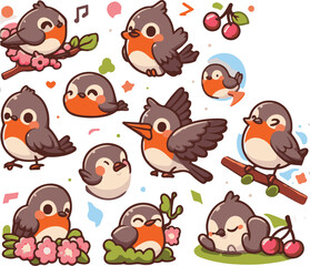 seamless background with birds sticker