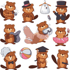 set of animals stickers