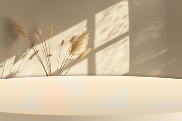 In the gentle glow of pastel shades, the empty podium beckons for voices to shine.