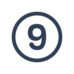 9 Icon Numeric Number inside Circle. Two Icon vector illustration