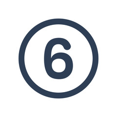 6 Icon Numeric Number inside Circle. Two Icon vector illustration