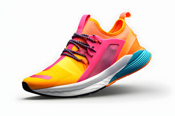 Stay ahead of the fashion curve with these chic and colorful running sneakers mockup, designed to make a statement wherever you  Generative AI,