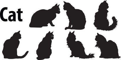 Set of cute Sitting Cat Collection Vector illustration