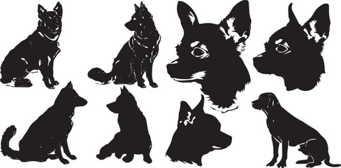 Set of Silhouette Dog Vector illustration