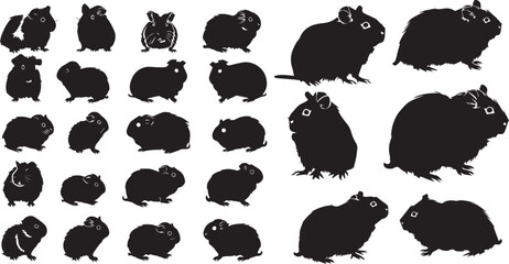 Set of Silhouette Rabbit Collection Vector illustration - obrazy, fototapety, plakaty