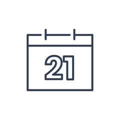 21 Calendar Icon, 21 Date Icon for Appointment Line icon
