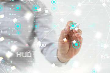 Neural network 3D illustration. Big data and cybersecurity