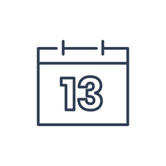 13 Calendar Icon, 13 Date Icon for Appointment Line icon