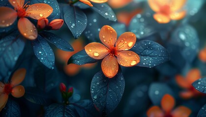 Beautiful background with flowers and leaves