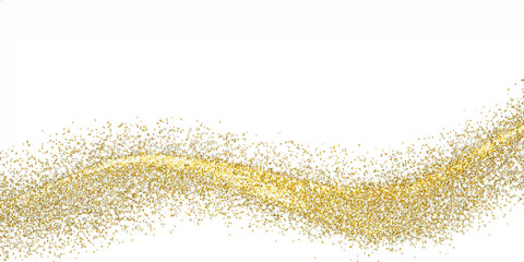 Golden Glitter Particle Wave Isolated On Transparent Background