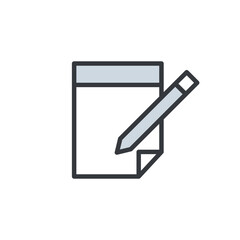 Notepad, Paper, Document writing with pencil icon flat style vector icon
