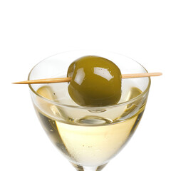 Classic Martini with Olive Garnish PNG, Transparent Image without background, Concept of traditional cocktails and sophisticated drinking