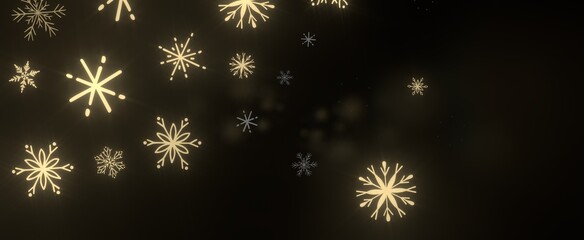 Falling snow at night. Bokeh lights