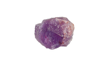 Amethyst mineral stone macro on white background