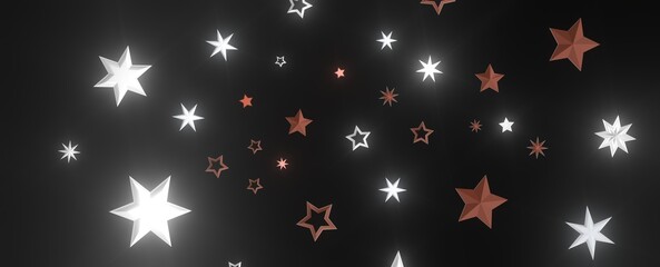 Fototapeta na wymiar XMAS Stars - A gray whirlwind of golden snowflakes and stars. New