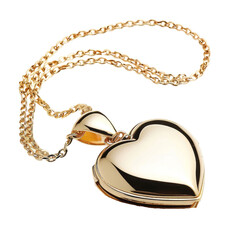 Gold Heart-Shaped Locket Necklace PNG, Transparent Image without background, Concept of romantic jewelry, keepsakes, and sentimental gifts