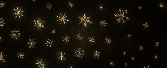 Winter Snow Symphony: Captivating 3D Illustration of Descending Snowflakes for Christmas