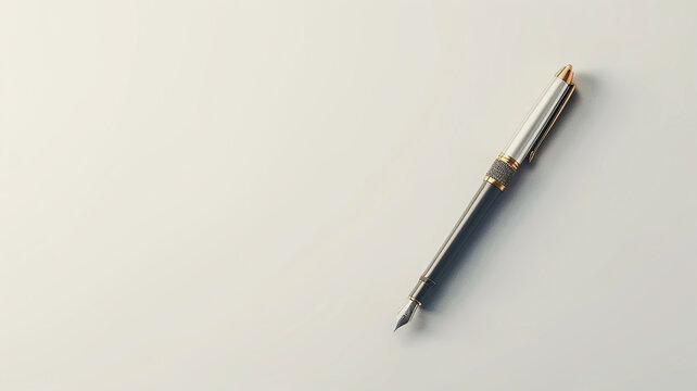 A minimalist 3D mockup of a pen on a clean white background, with an empty space on the pen body for personalized engraving or branding.