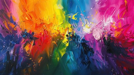 Artist Lost in a Vibrant Canvas of Abstract Creation: Exploring the Depths of Color and Texture - A Colorful Symphony of Brushstrokes and Splashes