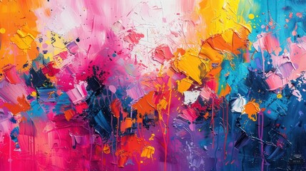 Artist Lost in a Vibrant Canvas of Abstract Creation: Exploring the Depths of Color and Texture - A Colorful Symphony of Brushstrokes and Splashes