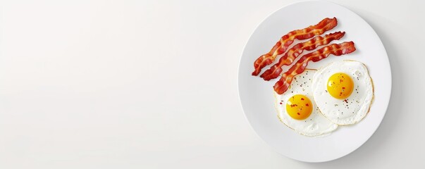 White Plate With Eggs and Bacon
