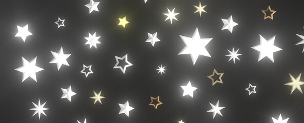 Holiday Stardust Rain: Brilliant 3D Illustration Showcasing Descending Christmas Stars