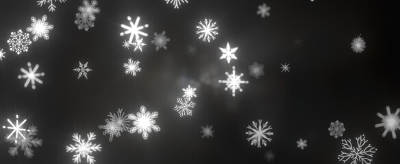 Snowflakes - golden openwork shiny snowflakes, star, 3D rendering.