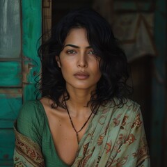 Fototapeta premium Actress Portraying Powerful Women in Cinema: Capturing the Essence of Beauty, Confidence, and Strength