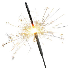 Radiant Sparkler with Scattering Sparks on Transparent Background, PNG, Concept of Joyful Celebrations and Festive Occasions