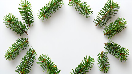 A green branch of a pine tree with the word christmas on it.AI Generative
