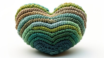 Crocheted Heart Made of Multicolored Yarn