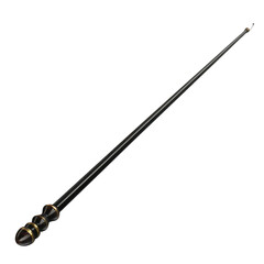 Elegant Black Wand with Ornamental Handle on Transparent Background, PNG, Concept of Magic, Wizardry, and Fantasy Props