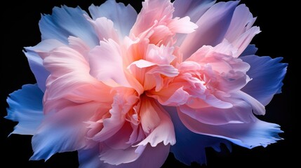 Beautiful fresh pink peony flower in full bloom, close-up. Summer natural floral background.