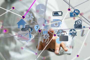 Business intelligence analyst dashboard on virtual - 3d
