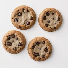 chocolate chip cookies on  white
