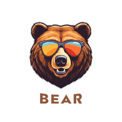 Colorful Creative Polar Bear with sun glass Logo Mascot. Esports gaming emblem of Bear, Sports Team emblem, Bear logo.