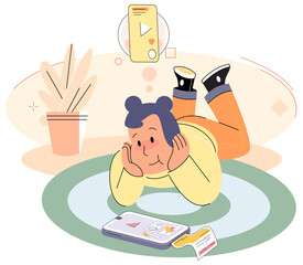 Children with smartphone. Vector illustration. Communication between children has shifted from traditional means to phone based interactions The convenience and versatility smartphones have made