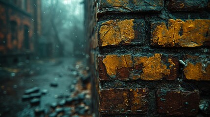 Closeup shot of a detailed brick wall with a blurred background