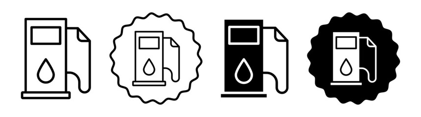 Fuel pump set in black and white color. Fuel pump simple flat icon vector